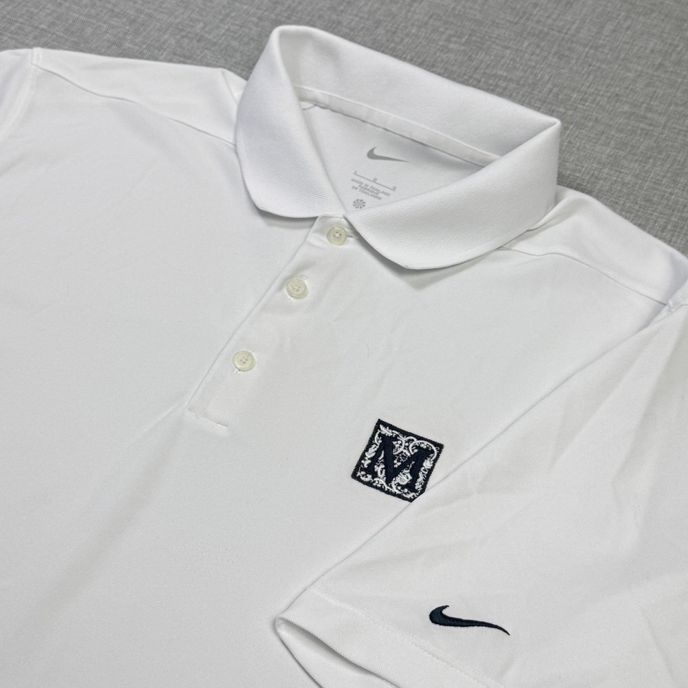 Nike Golf Mediterra Polo Shirt Mens‎ Large White 100% Polyester Moisture Wicking